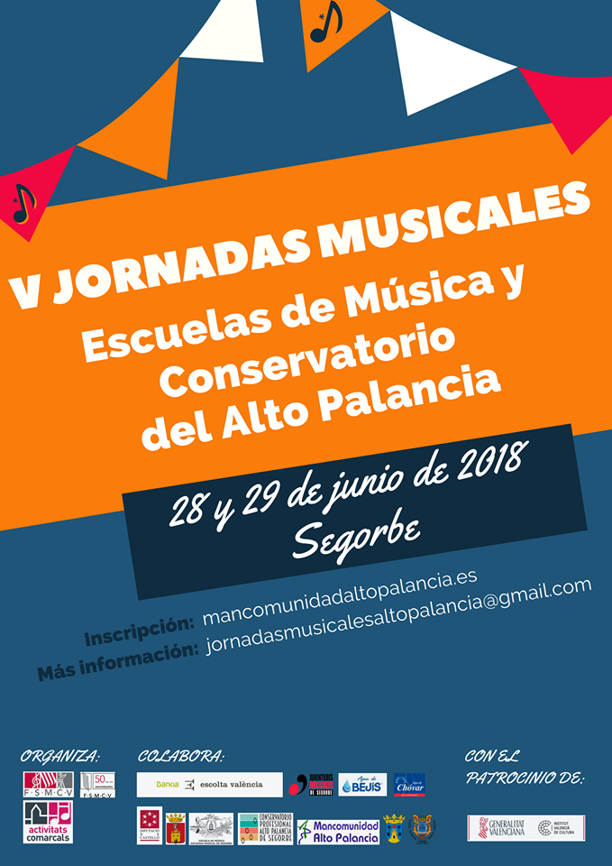 Cartel Jornadas musicales escuelas de música y conservatrio del Alto Palancia